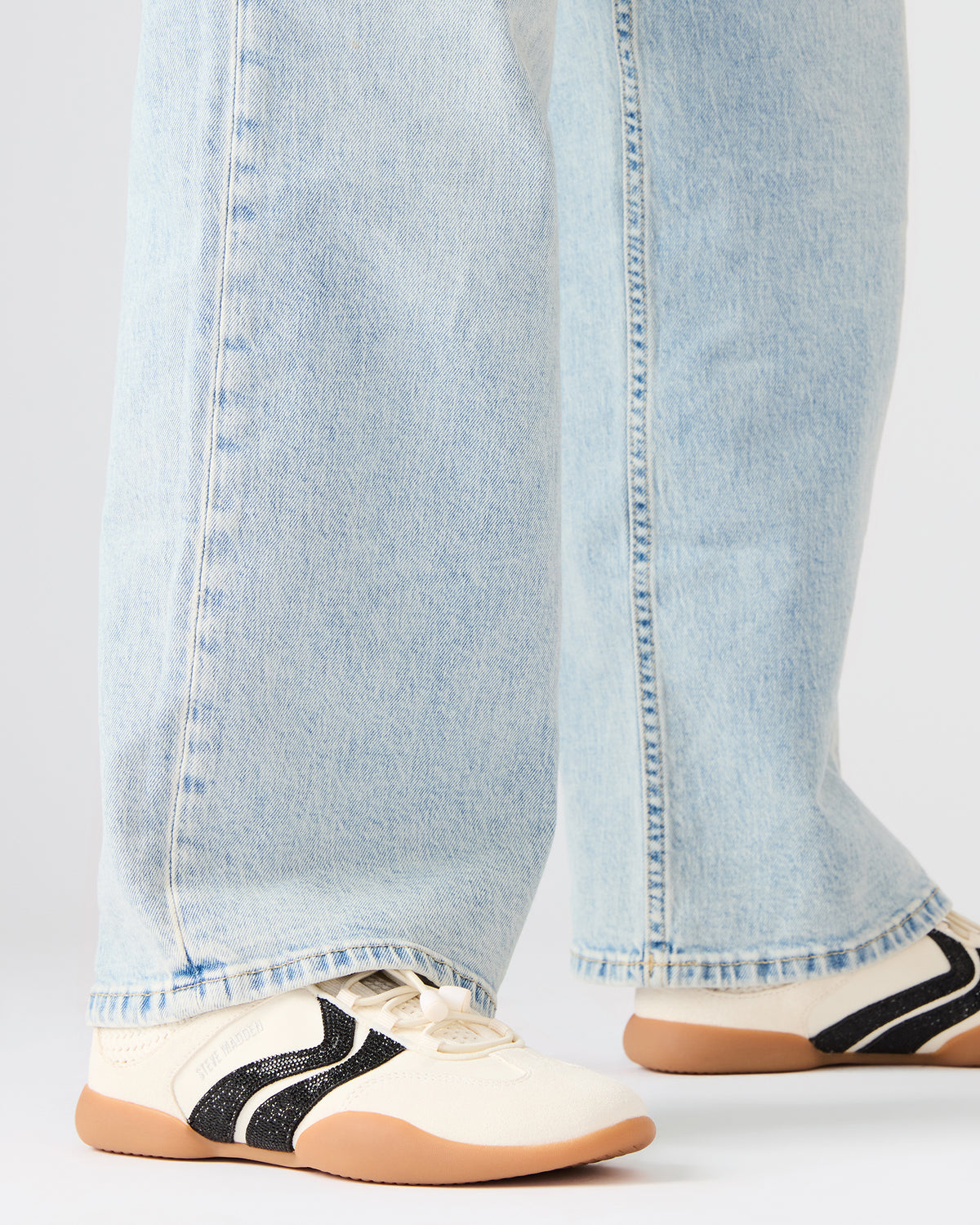REBOOT Bone Rhinestones Low-Top Lace-Up Women's Sneaker | Steve Madden