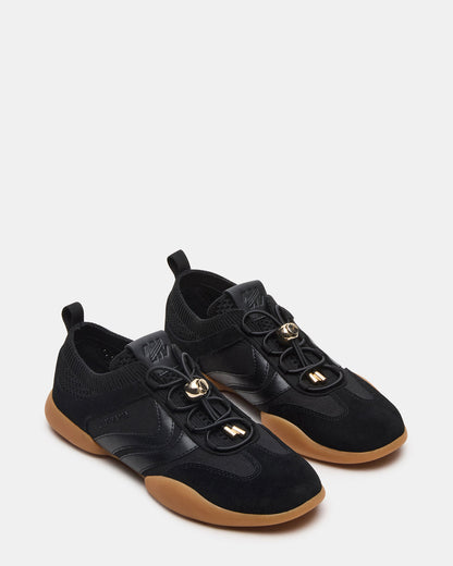 REBOOT Black Glitter Black Low-Top Lace-Up Women's Sneaker | Steve Madden