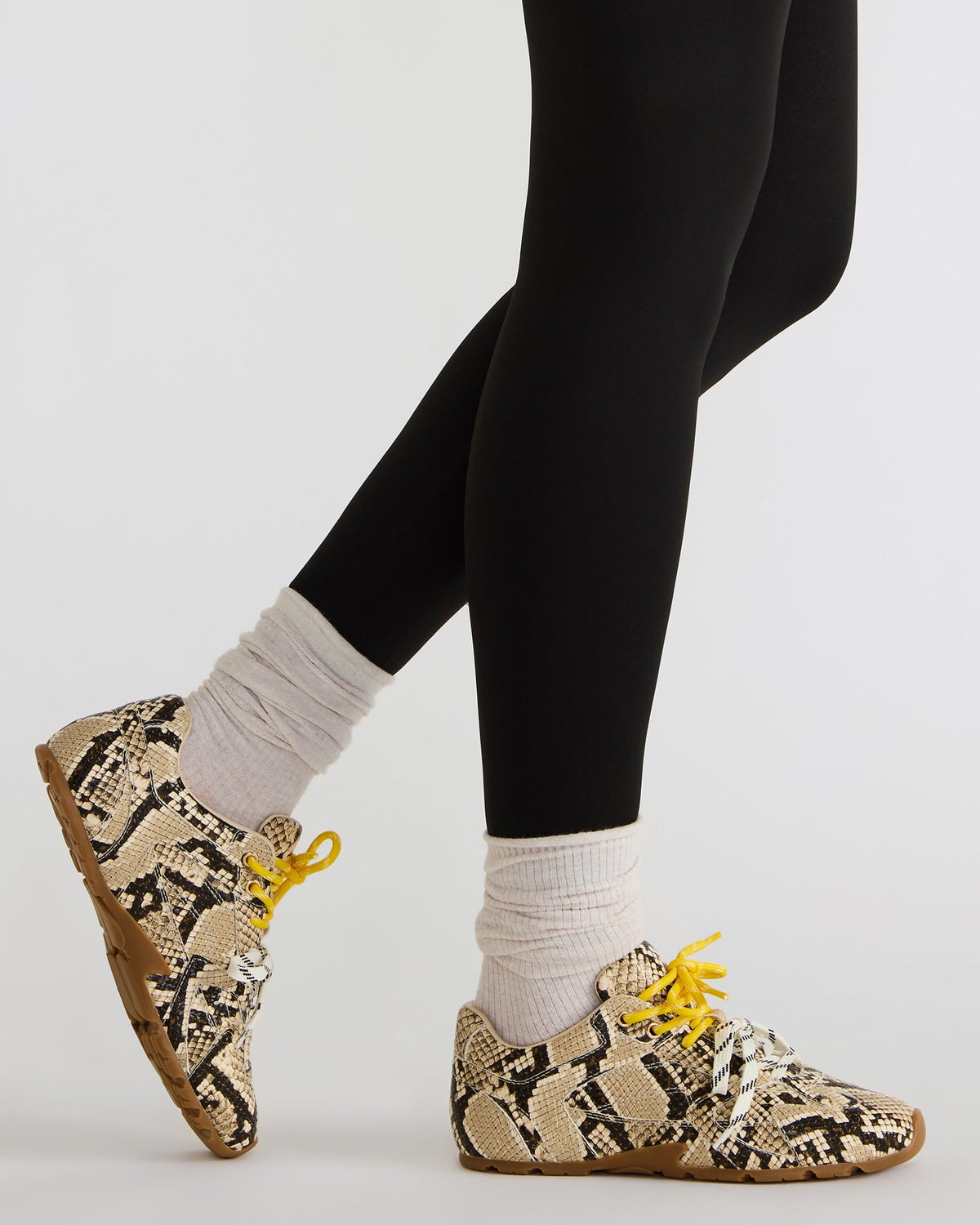 AZIEL Tan Snake Low-Top Lace-Up Women's Sneakers | Steve Madden