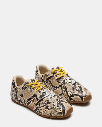 AZIEL Tan Snake Low-Top Lace-Up Women's Sneakers | Steve Madden