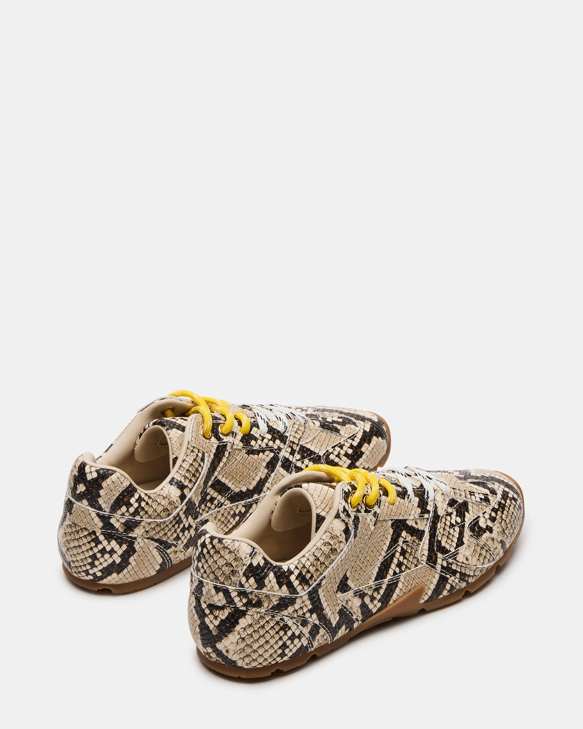 AZIEL Tan Snake Low-Top Lace-Up Women's Sneakers | Steve Madden