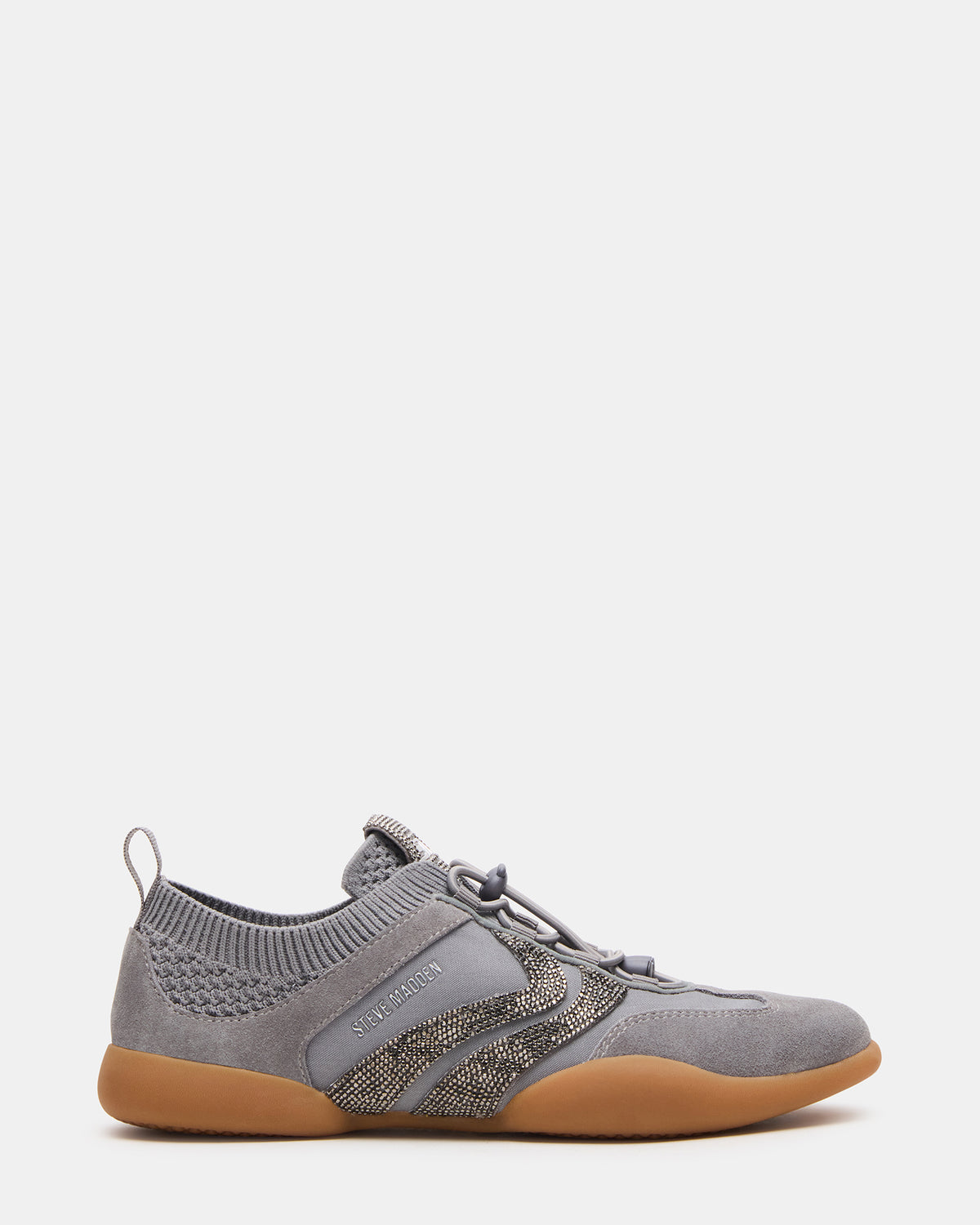 REBOOT Grey Rhinestones Low-Top Lace-Up Women's Sneaker | Steve Madden