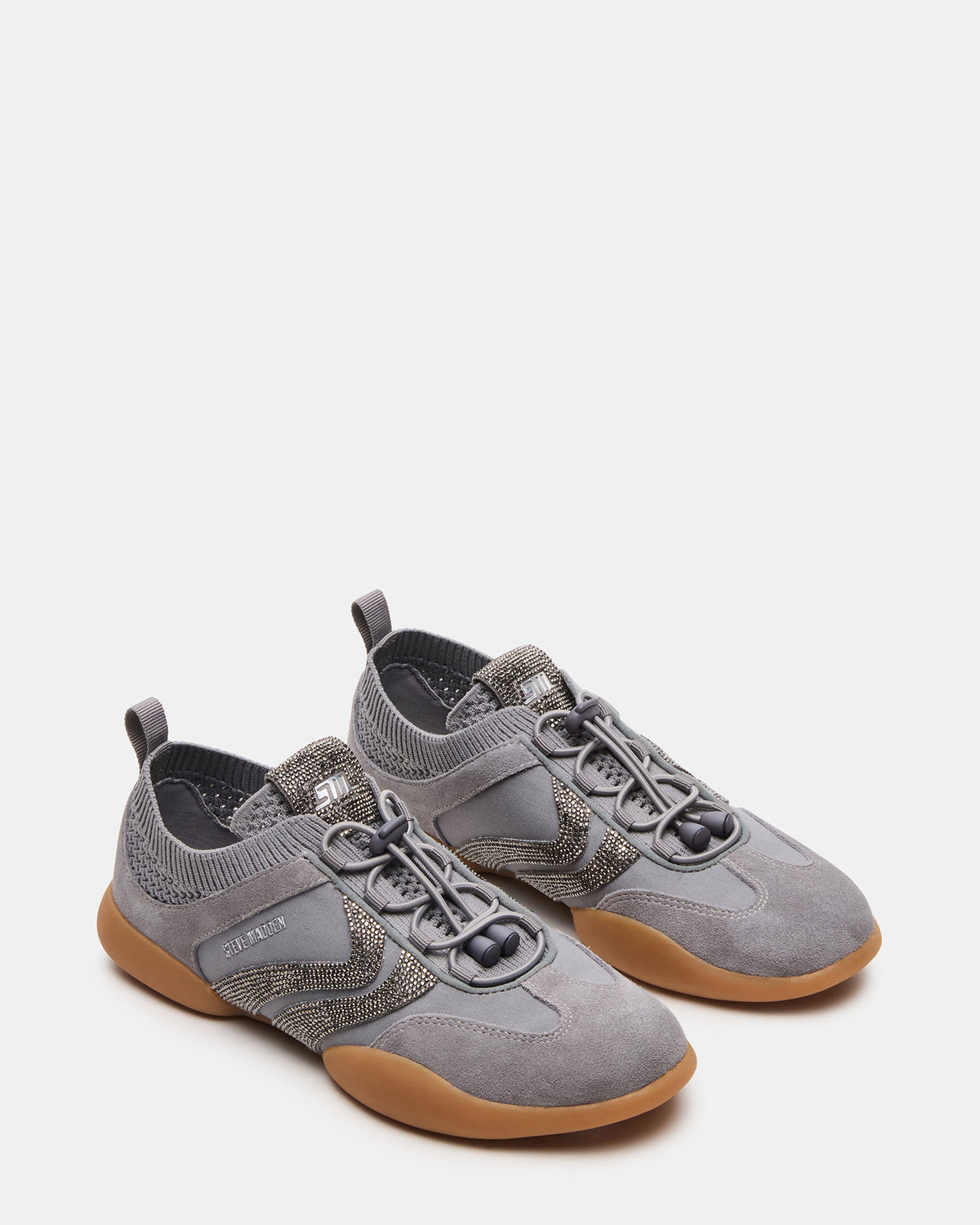 REBOOT Grey Rhinestones Low-Top Lace-Up Women's Sneaker | Steve Madden