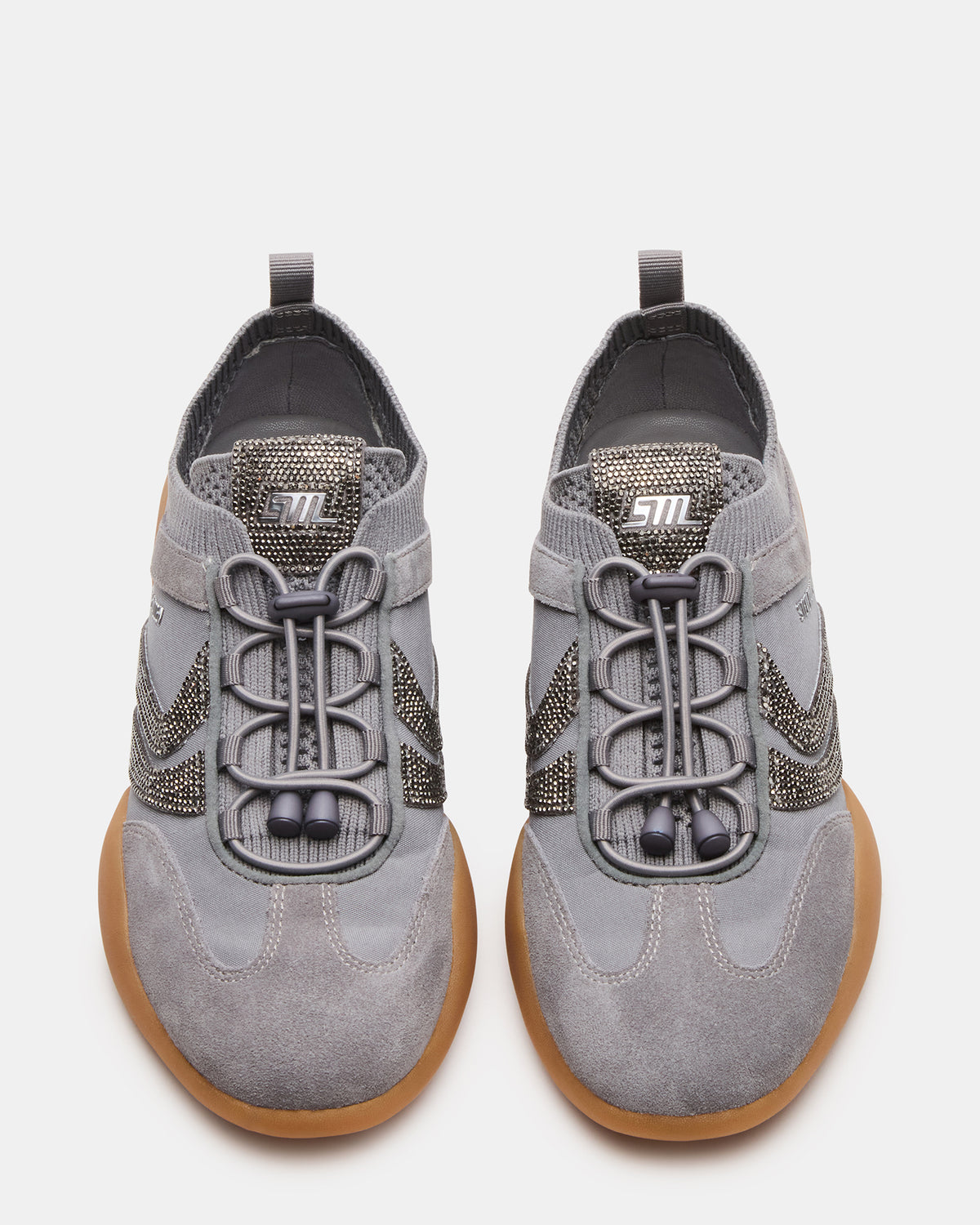 REBOOT Grey Rhinestones Low-Top Lace-Up Women's Sneaker | Steve Madden