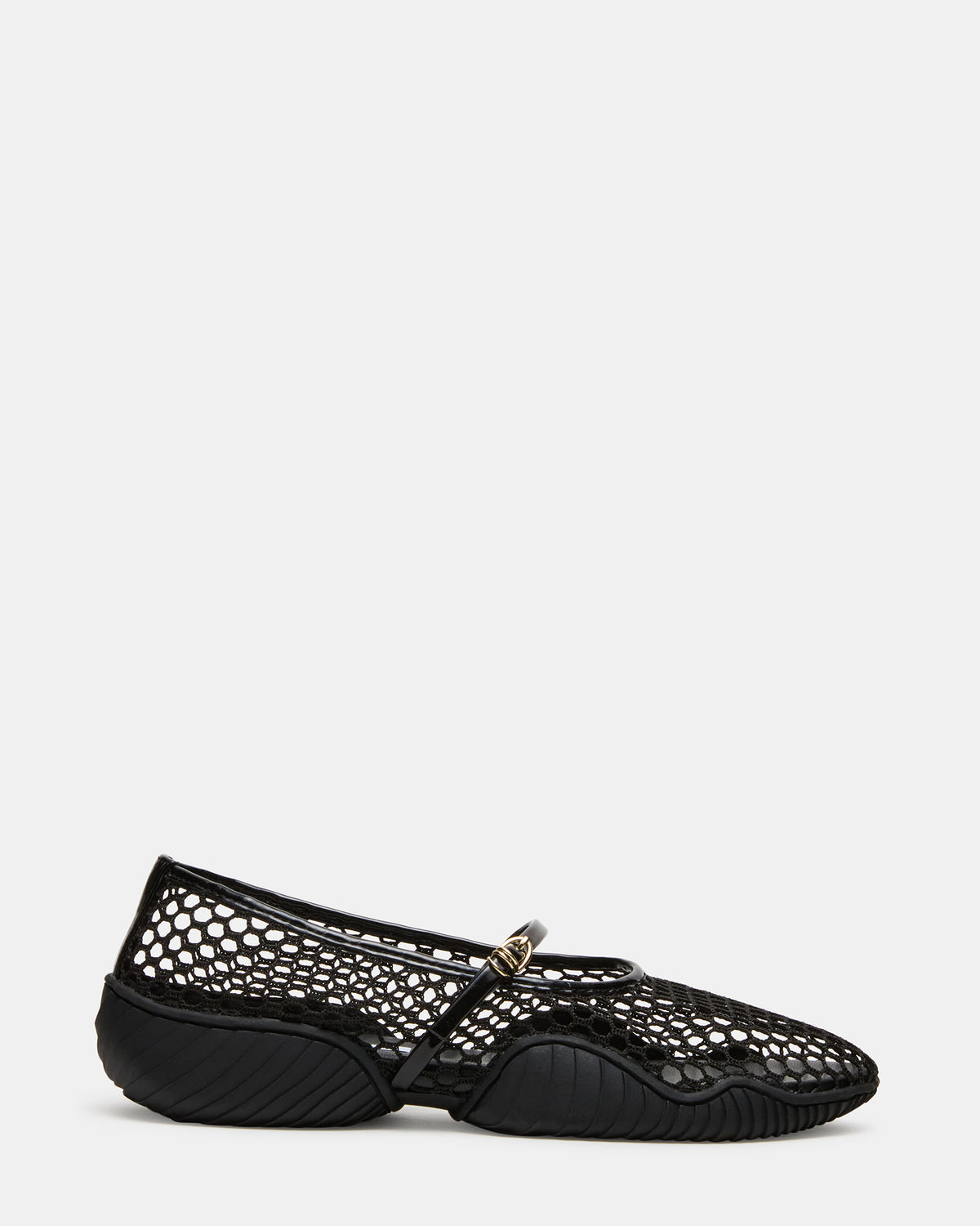 VICKEE Black Mesh Mary Jane Buckle Chunky Sole Ballet Women's Sneaker | Steve Madden