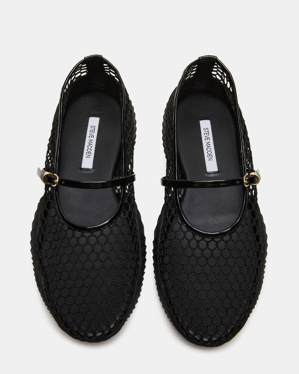VICKEE Black Mesh Mary Jane Buckle Chunky Sole Ballet Women's Sneaker | Steve Madden