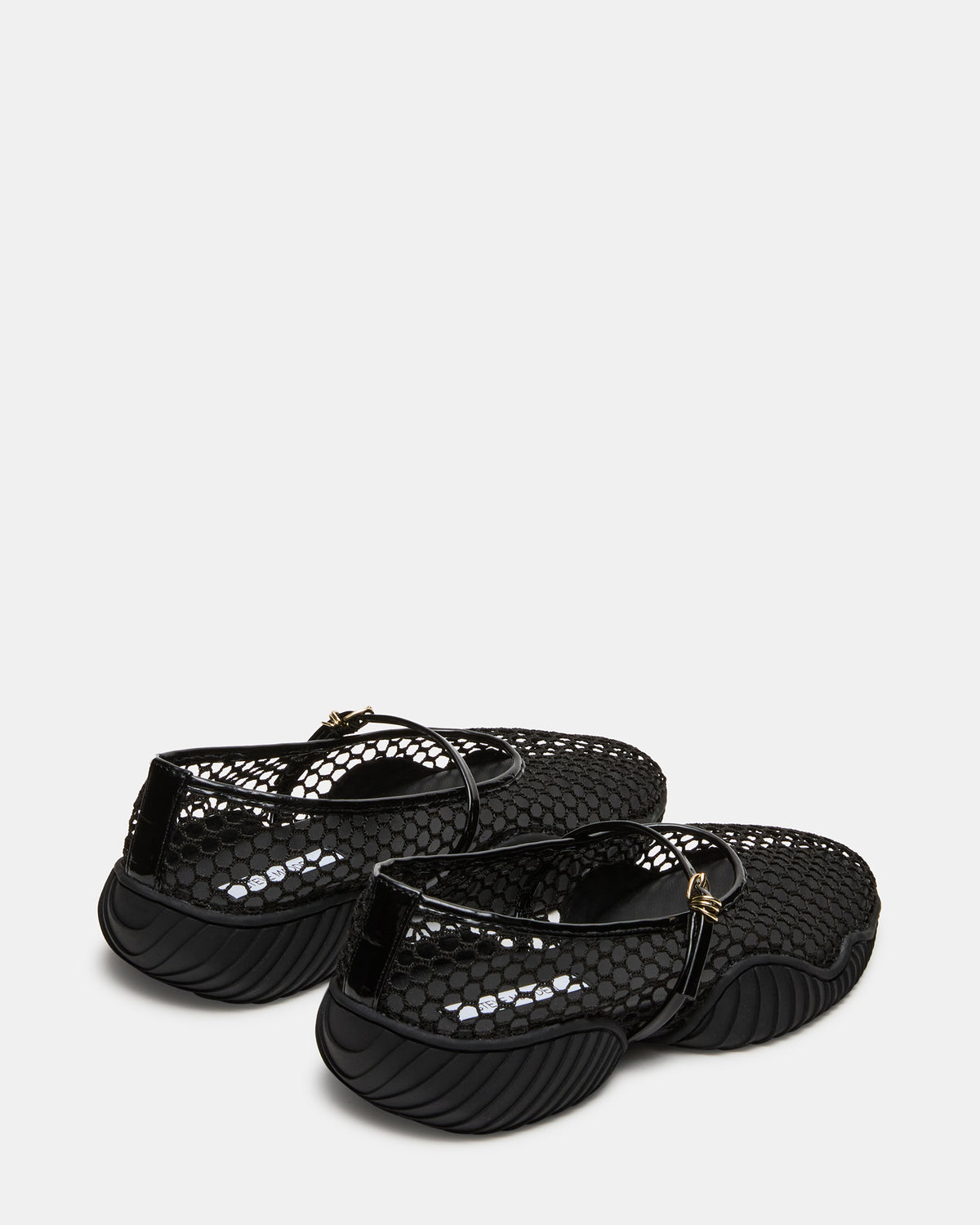 VICKEE Black Mesh Mary Jane Buckle Chunky Sole Ballet Women's Sneaker | Steve Madden