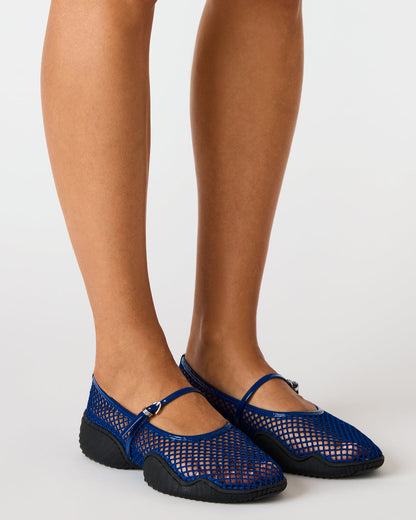 VICKEE Blue Mesh Mary Jane Buckle Chunky Sole Ballet Women's Sneaker | Steve Madden