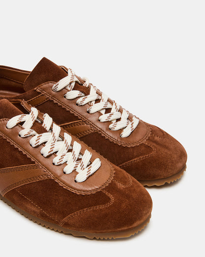 JAYE Chestnut Suede Low-Top Lace-Up Women's Sneaker | Steve Madden