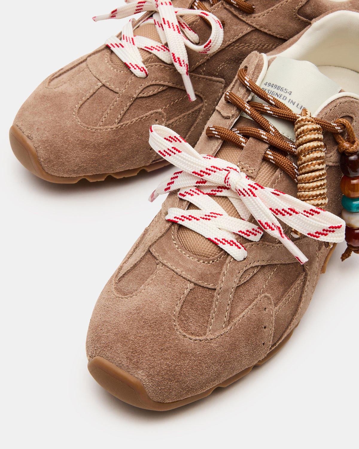 AZIEL Charm Taupe Suede Low-Top Lace-Up Women's Sneakers | Steve Madden