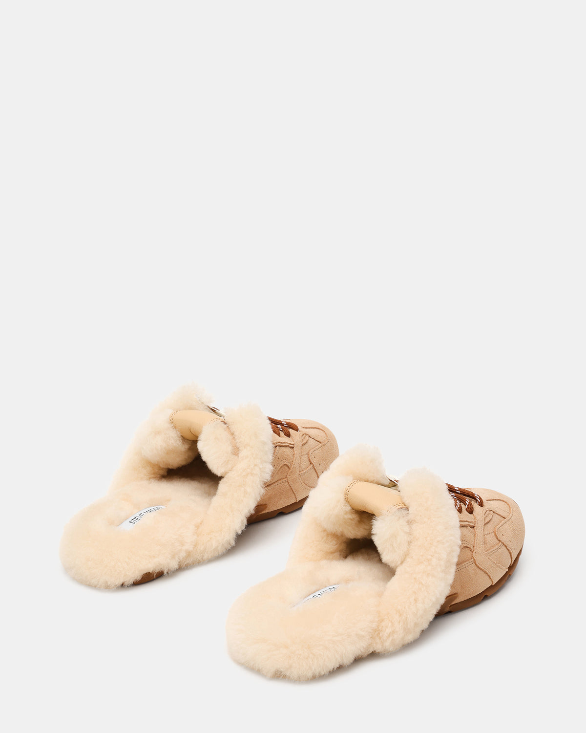 AZIEL MULE Faux Fur Natural Low-Top Lace-Up Slip-On Women's Sneaker | Steve Madden