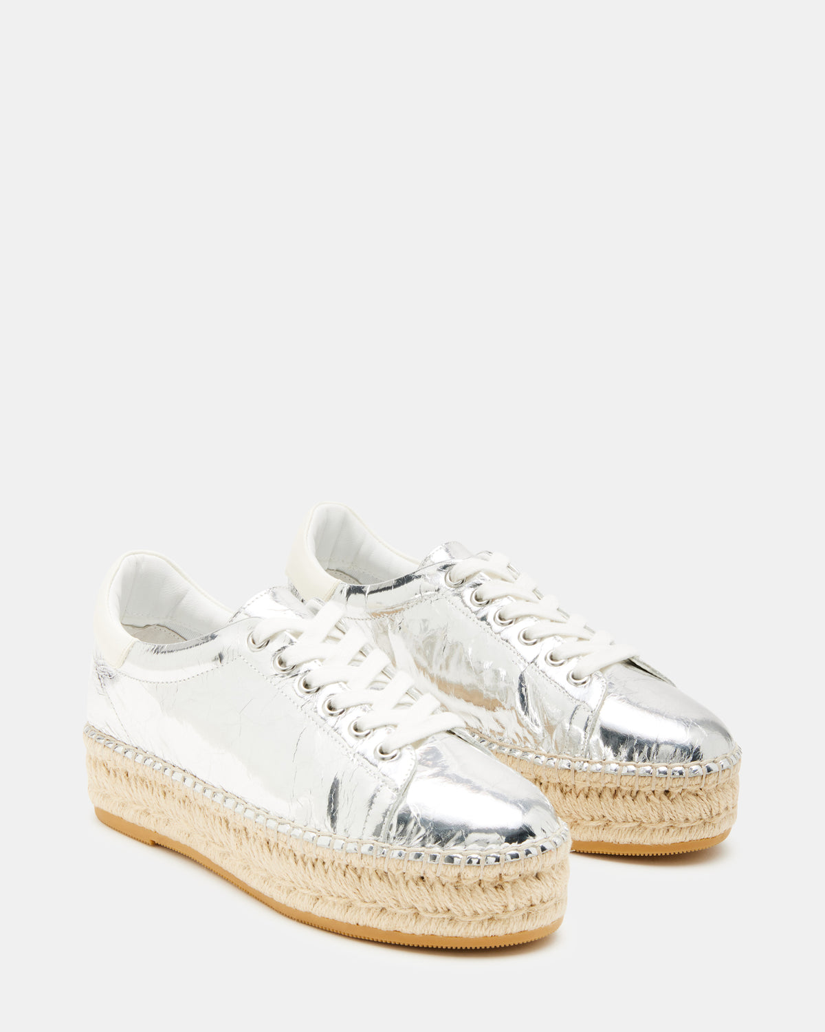 BECKY Silver Multi Women's Espadrille Platform Casual Sneakers | Steve Madden