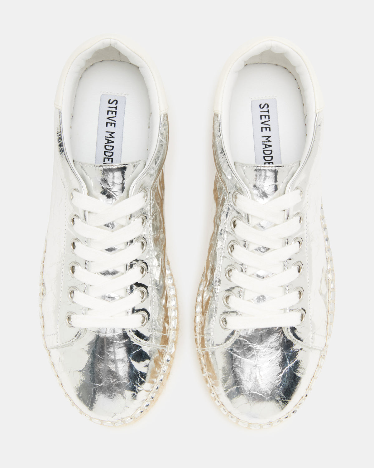 BECKY Silver Multi Women's Espadrille Platform Casual Sneakers | Steve Madden