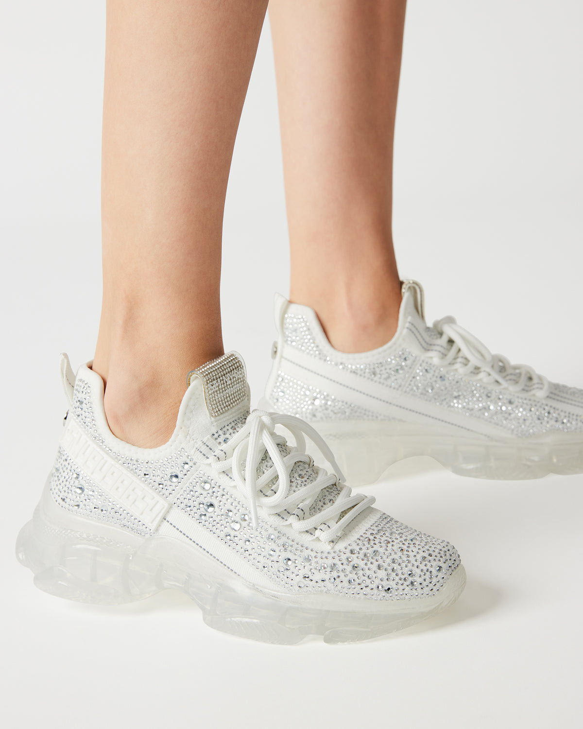 MAXIMA White Rhinestones Sneakers | Women's Sneakers | Steve Madden
