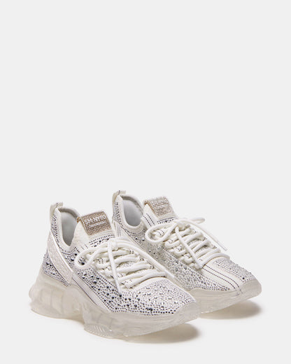 MAXIMA White Rhinestones Sneakers | Women's Sneakers | Steve Madden
