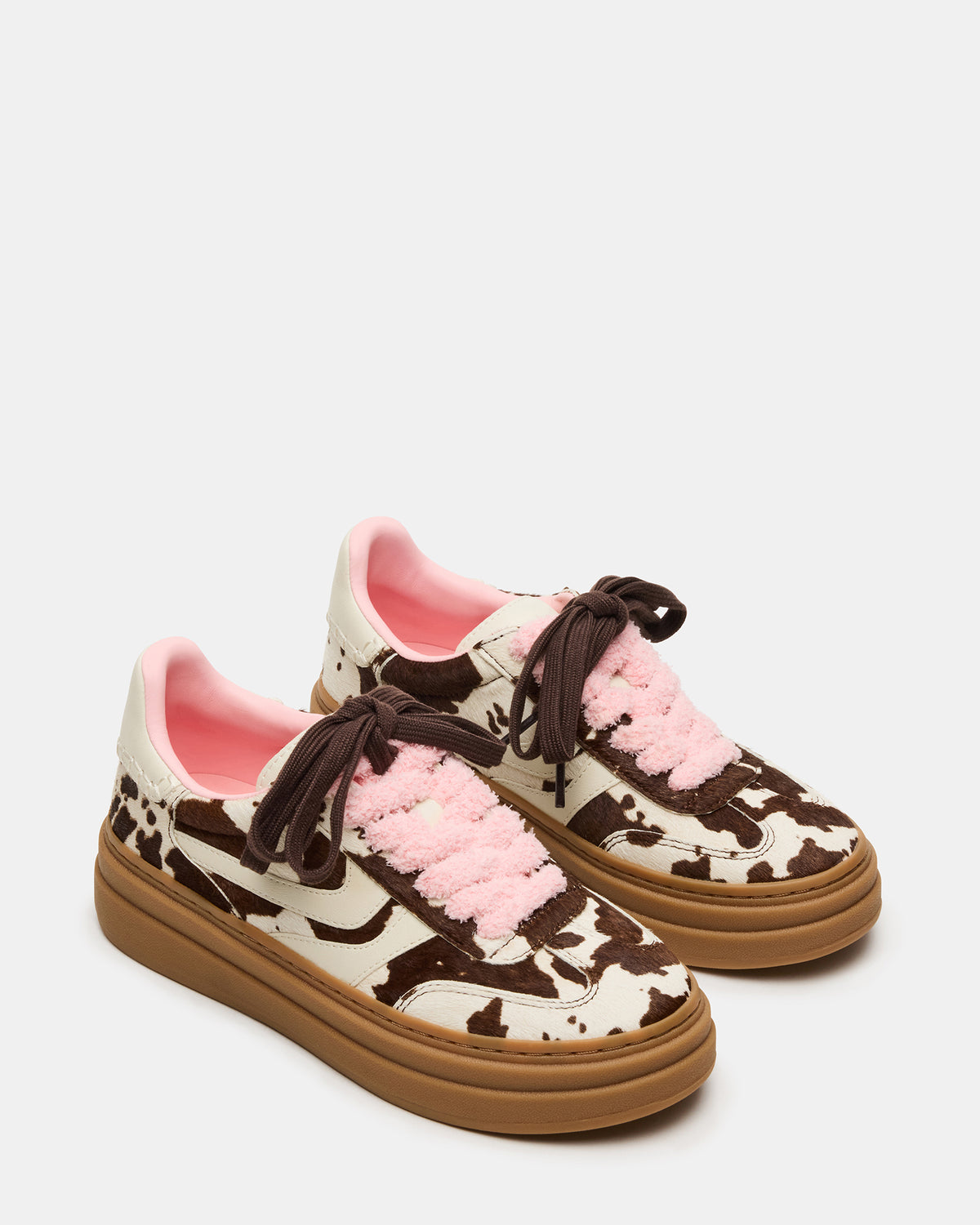 DODGE Brown Cow Print Low-Top Platform Women's Sneaker | Steve Madden