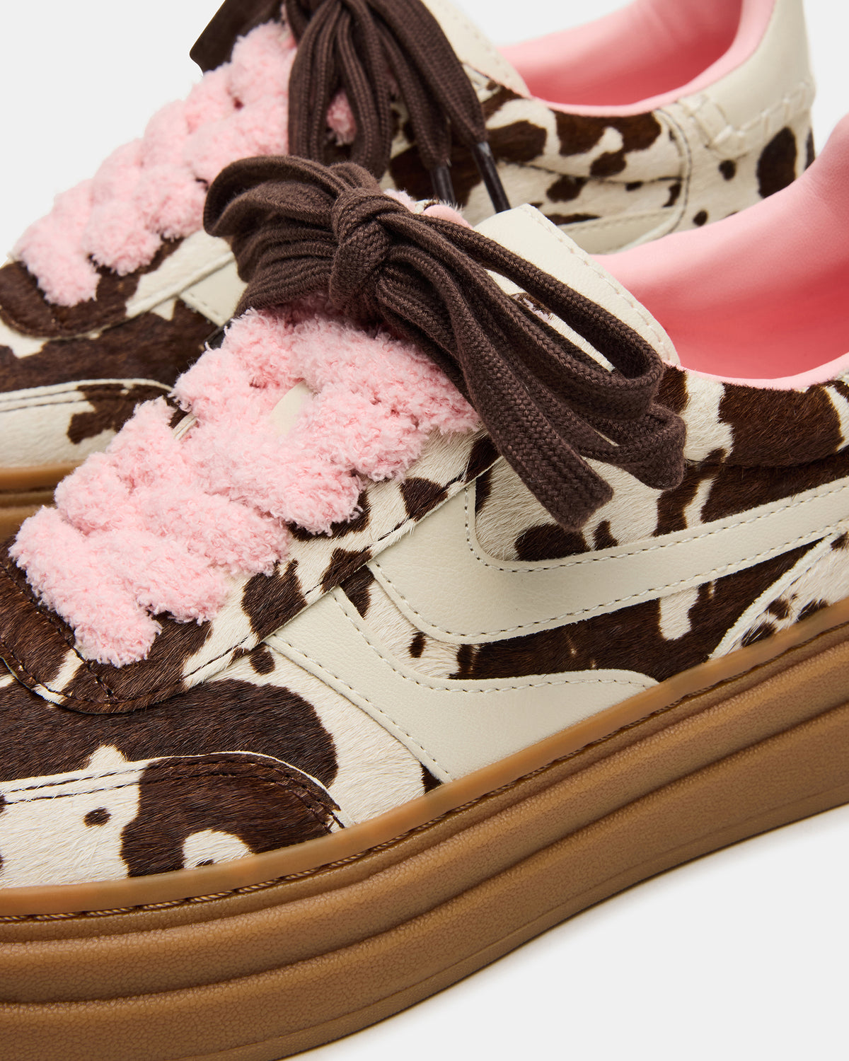 DODGE Brown Cow Print Low-Top Platform Women's Sneaker | Steve Madden