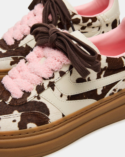 DODGE Brown Cow Print Low-Top Platform Women's Sneaker | Steve Madden