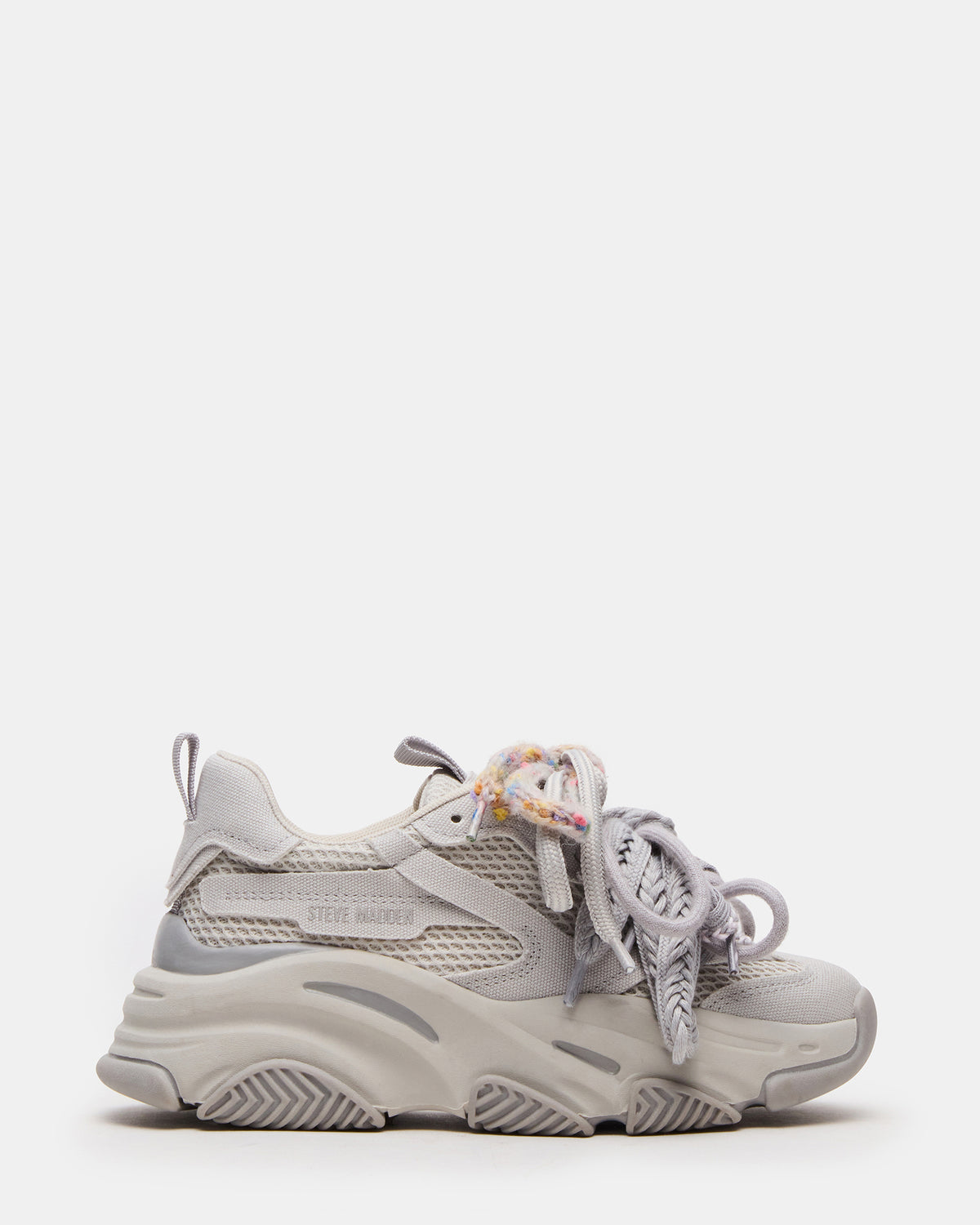 PRYCE Grey Low-Top Lace-Up Chunky Platform Women's Sneaker | Steve Madden