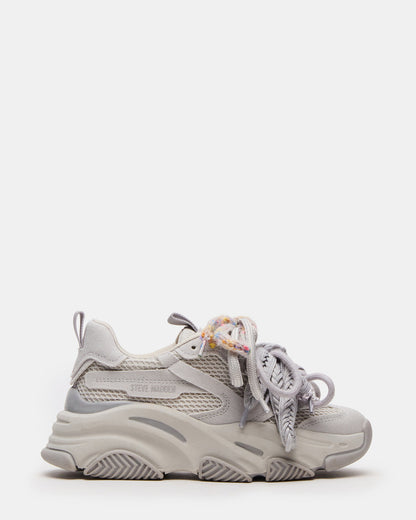 PRYCE Grey Low-Top Lace-Up Chunky Platform Women's Sneaker | Steve Madden