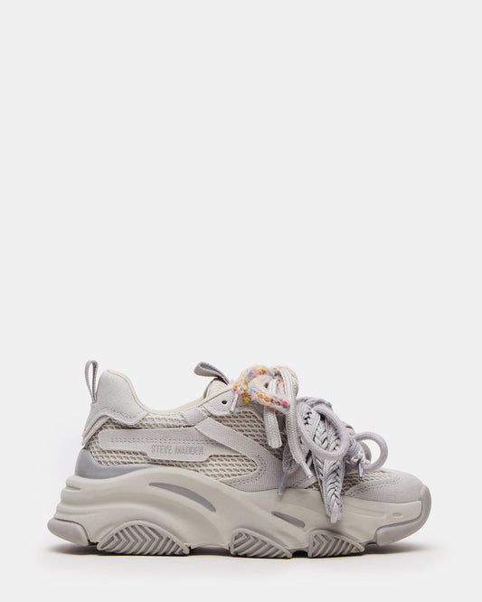PRYCE Grey Low-Top Lace-Up Chunky Platform Women's Sneaker | Steve Madden