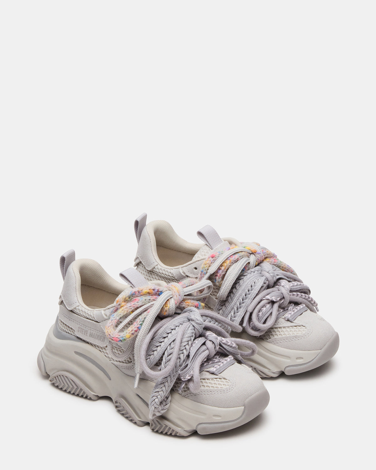 PRYCE Grey Low-Top Lace-Up Chunky Platform Women's Sneaker | Steve Madden