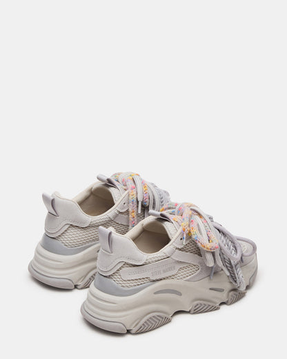 PRYCE Grey Low-Top Lace-Up Chunky Platform Women's Sneaker | Steve Madden