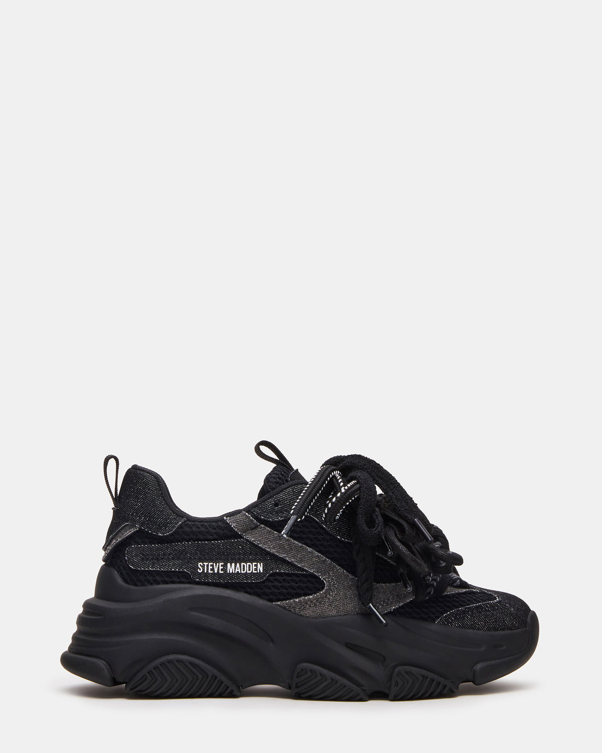 PRYCE Black Low-Top Lace-Up Chunky Platform Women's Sneaker | Steve Madden