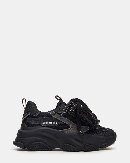 PRYCE Black Low-Top Lace-Up Chunky Platform Women's Sneaker | Steve Madden