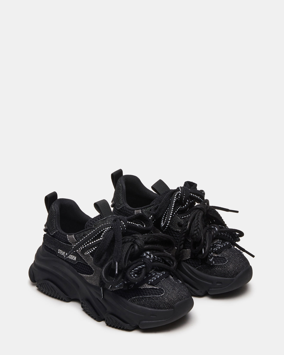 PRYCE Black Low-Top Lace-Up Chunky Platform Women's Sneaker | Steve Madden