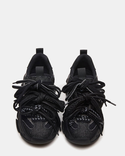 PRYCE Black Low-Top Lace-Up Chunky Platform Women's Sneaker | Steve Madden