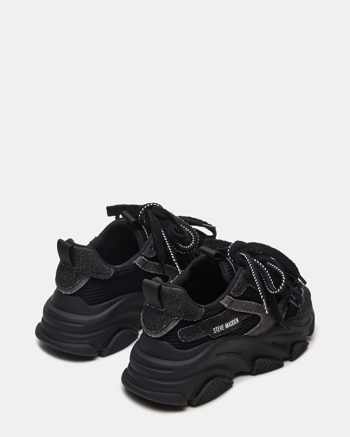 PRYCE Black Low-Top Lace-Up Chunky Platform Women's Sneaker | Steve Madden