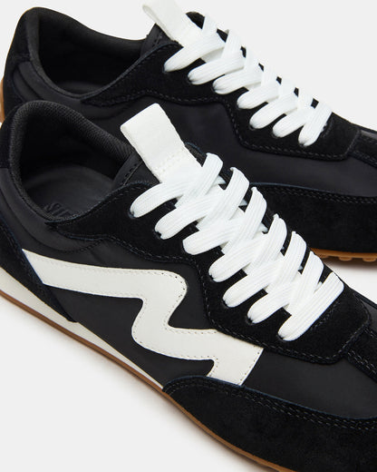 CASPER Black/White Low-Top Lace-Up Women's Sneaker | Steve Madden
