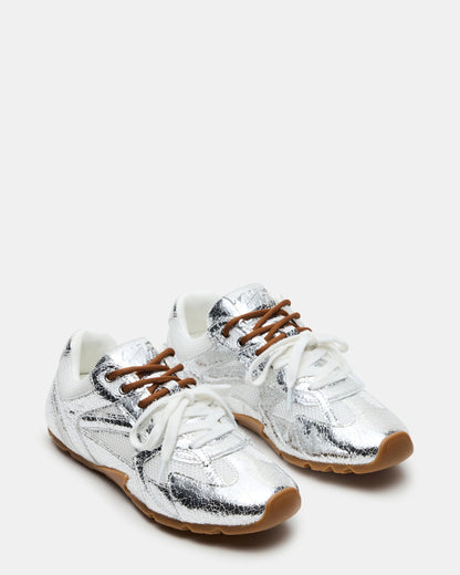 AZIEL Silver Low-Top Lace-Up Women's Sneakers | Steve Madden