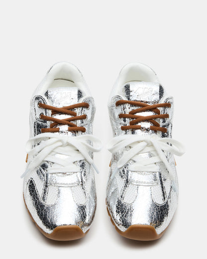 AZIEL Silver Low-Top Lace-Up Women's Sneakers | Steve Madden