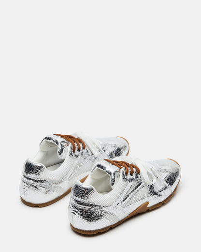 AZIEL Silver Low-Top Lace-Up Women's Sneakers | Steve Madden