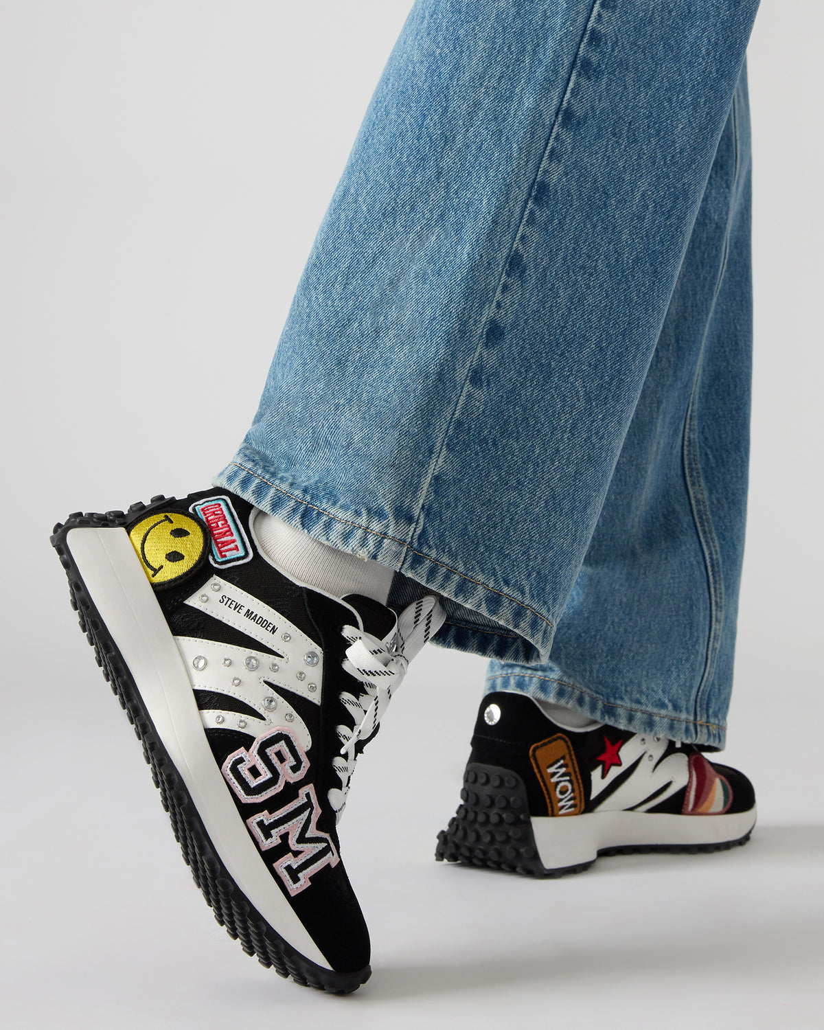 CAMPO Black Multi Patches Lace-Up Women's Sneaker | Steve Madden