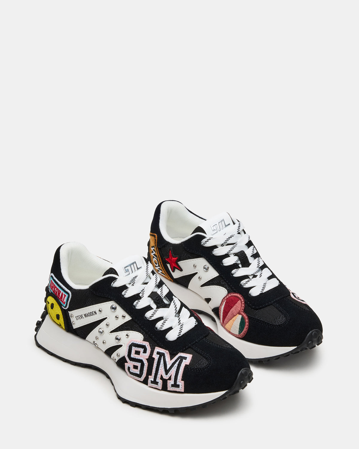 CAMPO Black Multi Patches Lace-Up Women's Sneaker | Steve Madden