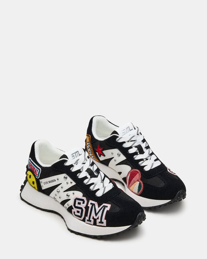 CAMPO Black Multi Patches Lace-Up Women's Sneaker | Steve Madden