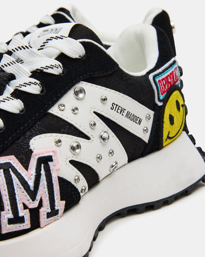 CAMPO Black Multi Patches Lace-Up Women's Sneaker | Steve Madden