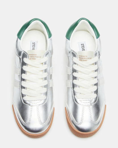 HUDSIN Silver Multi Women's Lace-Up Low-Top Sneaker | Steve Madden