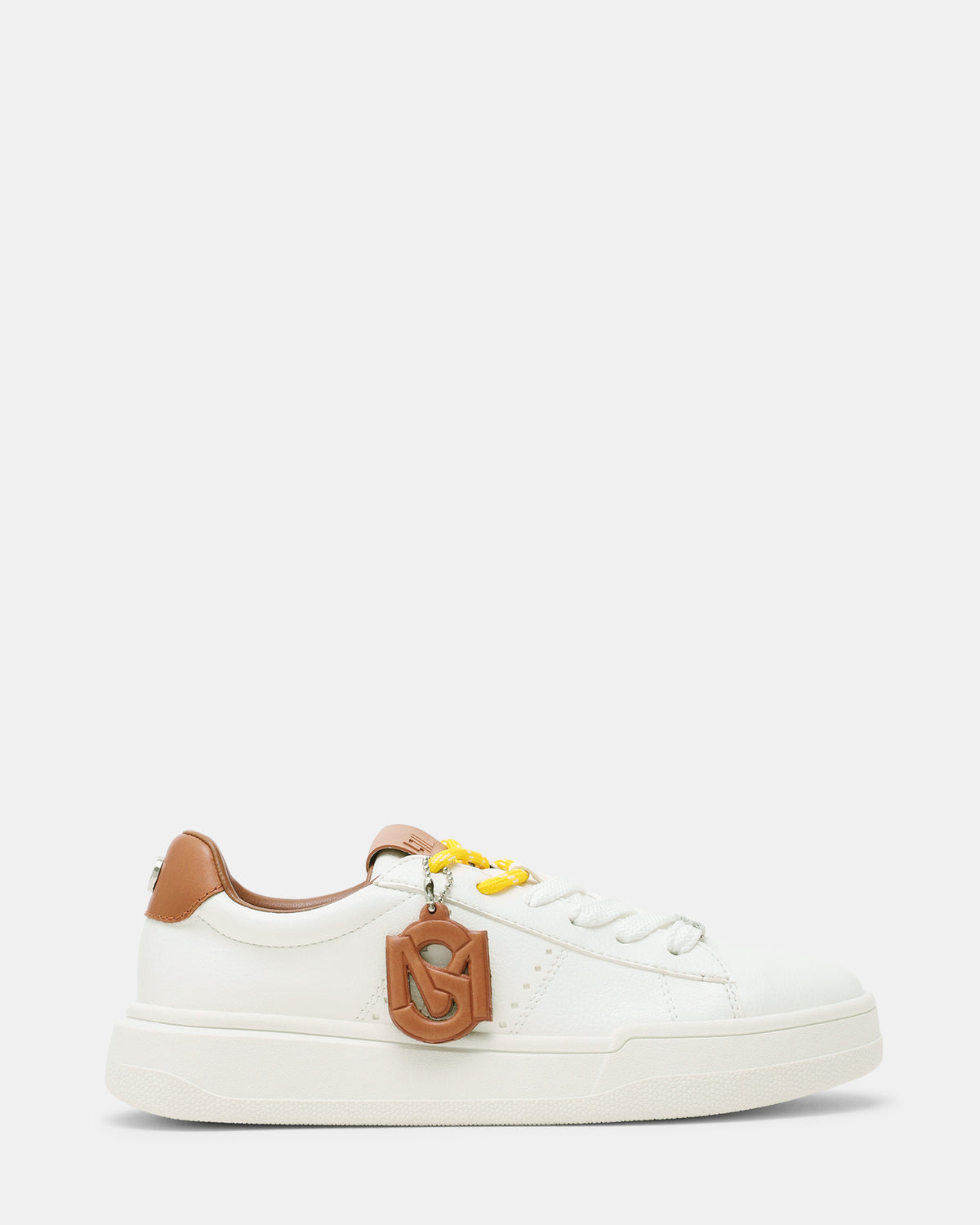MARVIN White/Tan Low-Top Lace-Up Women's Sneaker | Steve Madden