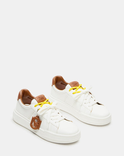 MARVIN White/Tan Low-Top Lace-Up Women's Sneaker | Steve Madden