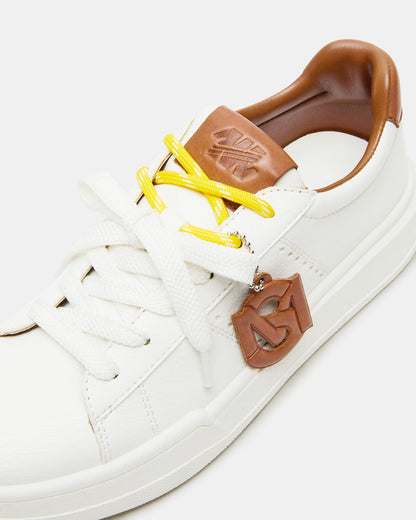 MARVIN White/Tan Low-Top Lace-Up Women's Sneaker | Steve Madden