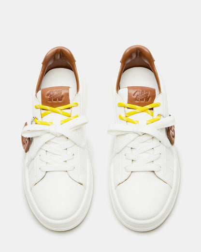 MARVIN White/Tan Low-Top Lace-Up Women's Sneaker | Steve Madden