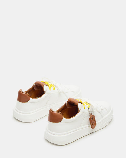 MARVIN White/Tan Low-Top Lace-Up Women's Sneaker | Steve Madden