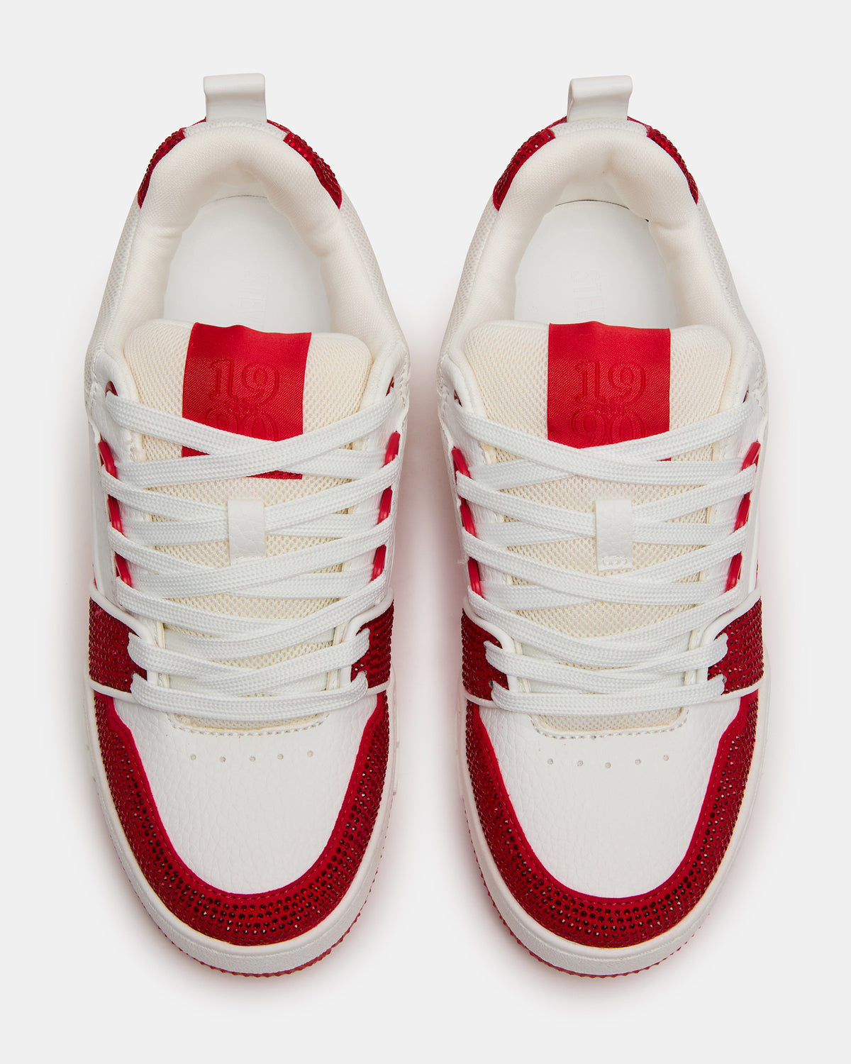 SKATER Red/White Rhinestones Low-Top Lace-Up Women's Sneaker | Steve Madden