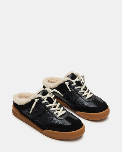 VANDY Faux Fur Black Multi Low-Top Lace-Up Mule Women's Sneaker | Steve Madden