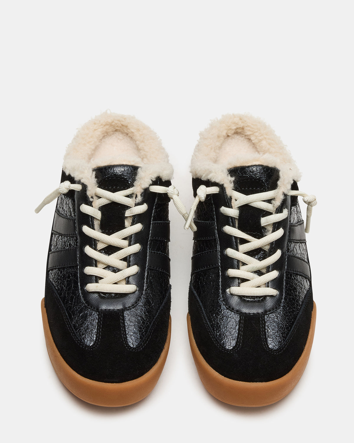 VANDY Faux Fur Black Multi Low-Top Lace-Up Mule Women's Sneaker | Steve Madden