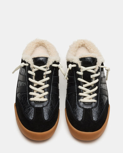 VANDY Faux Fur Black Multi Low-Top Lace-Up Mule Women's Sneaker | Steve Madden